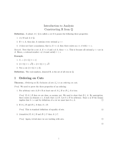 Notes for Constructing R from Q