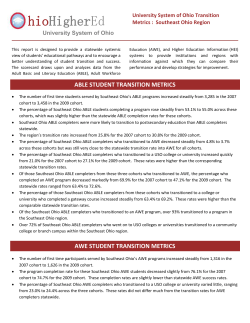 Southeast Ohio Regional Metrics