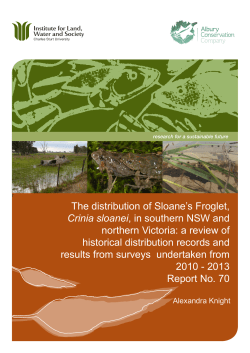 The distribution of Sloane`s Froglet, Crinia sloanei, in southern NSW