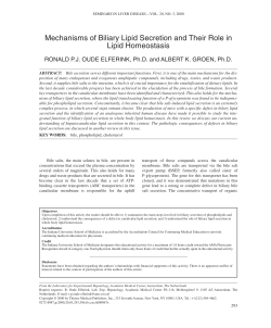 Mechanisms of Biliary Lipid Secretion and Their Role in Lipid