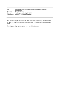 Title How to teach the mathematical concept of variation in
