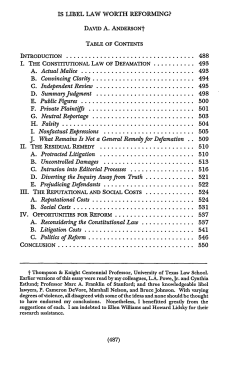 Is Libel Law Worth Reforming - Penn Law: Legal Scholarship