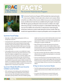 The Summer Food Service Program