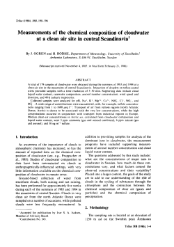 Measurements of the chemical composition of cloudwater at a clean