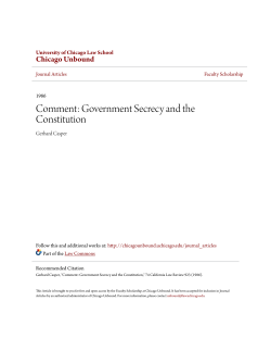 Comment: Government Secrecy and the Constitution