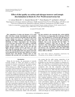 Effect of diet quality on carbon and nitrogen turnover and isotopic