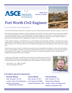 Fort Worth ASCE Newsletter- Winter 2016