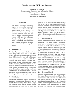 Coreference for NLP Applications - Association for Computational