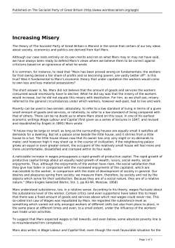 Increasing Misery - World Socialist Movement