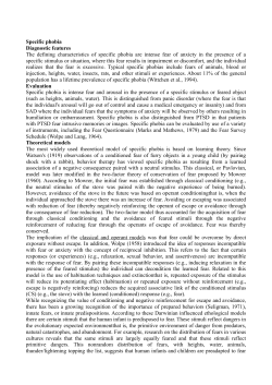 Specific phobia Diagnostic features The defining characteristics of