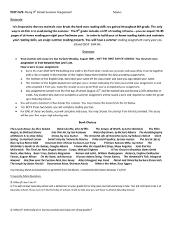 DSST GVR: Rising 9th Grade Summer Assignment Name: Rationale