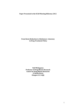 From Harm Reduction to Drug User Recovery (Paper presented