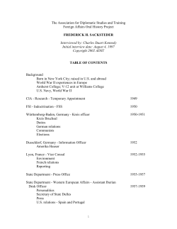 The Association for Diplomatic Studies and Training Foreign Affairs