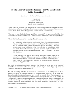 Is The Lord`s Supper So Serious That We Can`t Smile While