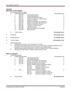 Spanish Bachelor of Arts Degree Minor in Spanish