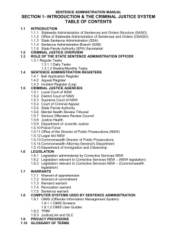 Sentence Administration Manual - Corrective Services