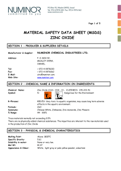 material safety data sheet (msds) zinc oxide