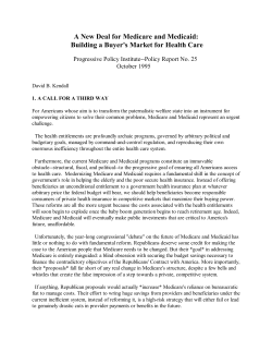 A New Deal for Medicare and Medicaid: Building a Buyer`s