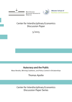Center for Interdisciplinary Economics Discussion Paper 5/2015