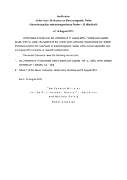 Notification of the recast Ordinance on Electromagnetic Fields