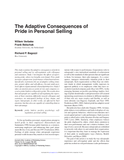 The Adaptive Consequences of Pride in Personal Selling
