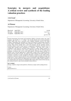 Synergies in mergers and acquisitions