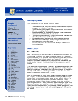 The Social Melting Pot Learning Objectives Written Lecture Reading