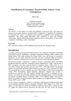 Classification of Consumers` Perceived Risk: Sources versus