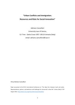 Urban Conflicts and Immigration. Resources and Risks for