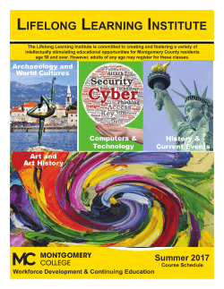 Lifelong Learning Classes Summer 2017, Montgomery College