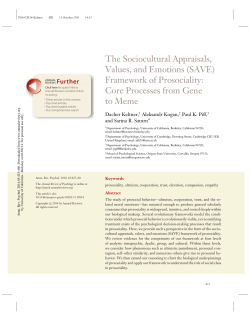 The Sociocultural Appraisals, Values, and Emotions