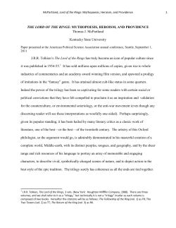 Lord of the Rings: Mythopoesis, Heroism, and Providence