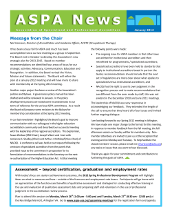 2012 January ASPA News - Association of Specialized and