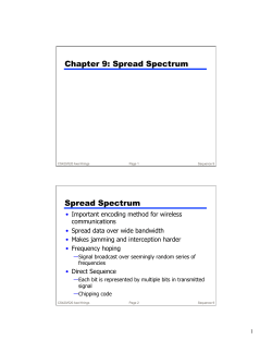 Chapter 9: Spread Spectrum Spread Spectrum