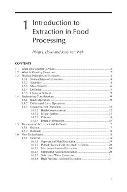 Chapter 1: Introduction to Extraction in Food Processing