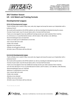 2017 Outdoor Season U9 – U12 Match and Training Formats