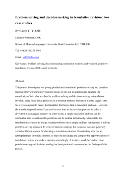 Problem solving and decision making in translation