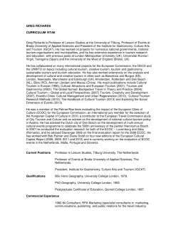 GREG RICHARDS CURRICULUM VITAE Greg Richards is