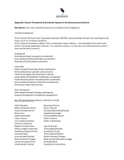 Known Threatened and Endemic Species in the Buenaventura