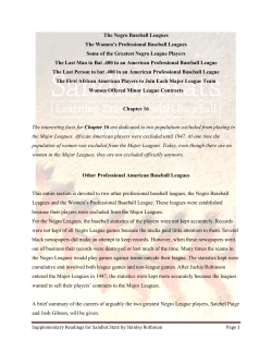 The Negro Baseball Leagues