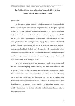 1 The Politics of Modernism in Kawabata Yasunari`s 1920s Writing