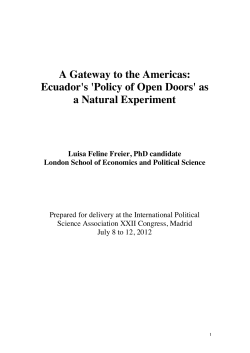 A Gateway to the Americas: Ecuador`s `Policy of Open Doors` as a