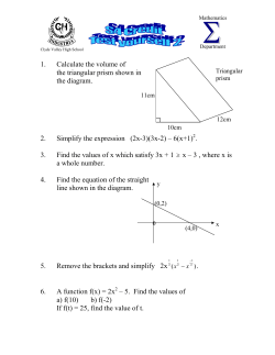 1. Calculate the volume of the triangular prism shown in the diagram