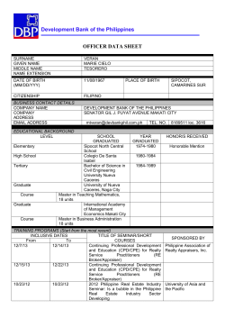 OFFICER DATA SHEET Development Bank of the Philippines