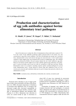 Production and characterization of egg yolk antibodies against