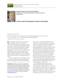 Civil war and the devastation of Syria`s food system
