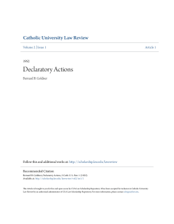 Declaratory Actions - CUA Law Scholarship Repository