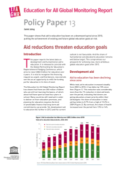 Aid reductions threaten education goals - UNESDOC