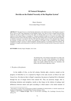 Of Natural Metaphors. Derrida on the Eluded Necessity of the
