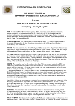 FRESHWATER ALGAL TRAINING COURSE 1994